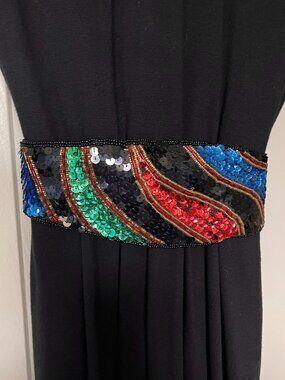 VTG 80'S NWOT Magid Women's S/M Multicolor Sequined Cummerbund Belt